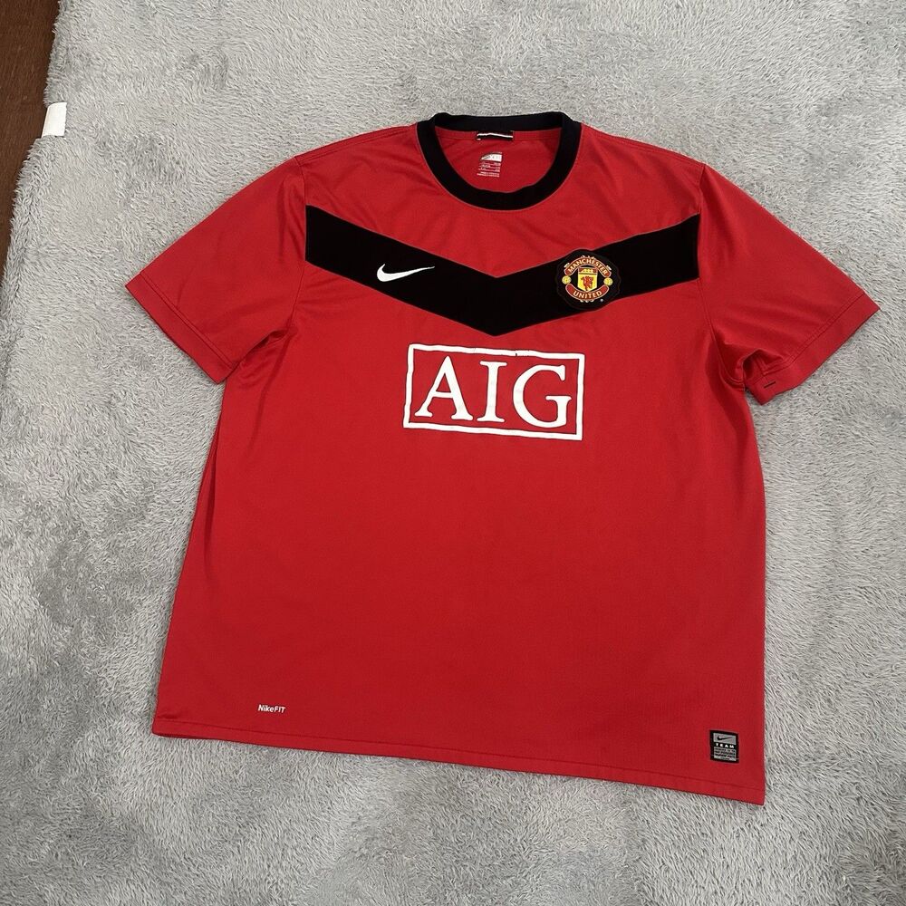 Manchester United 2009-2010 Nike AIG Home Jersey Short Sleeve Shirt Mens XXL